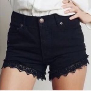 Free People Black Eyelet Cut Off Shorts